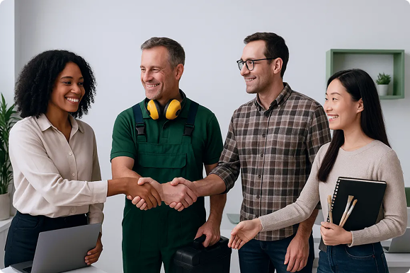 Workers Shaking Hands
